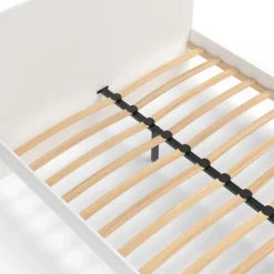 Lit double 140x190 cm avec tête de lit et sommier blanc