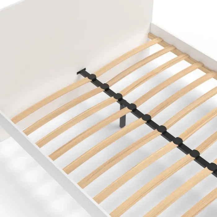 Lit double 140x190 cm avec tête de lit et sommier blanc