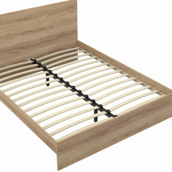 Lit double 160x200 cm avec tête de lit et sommier hêtre