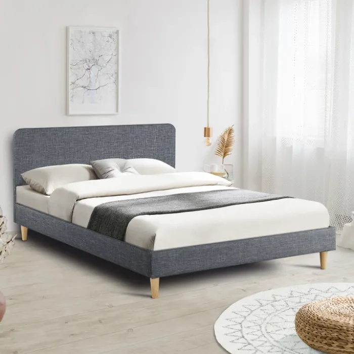 Lit scandinave gris 2 places 160x200 cm