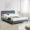 Lit scandinave 140x190 cm gris