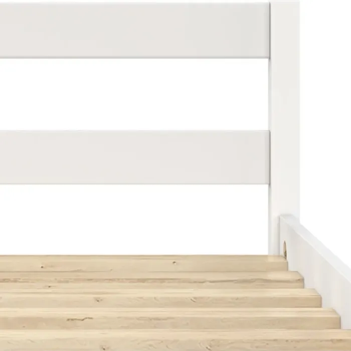 Lit simple 90 x 190 cm avec sommier bois blanc