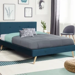 Lit style scandinave 160x200 cm bleu canard