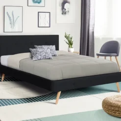 Lit style scandinave 160x200 cm noir