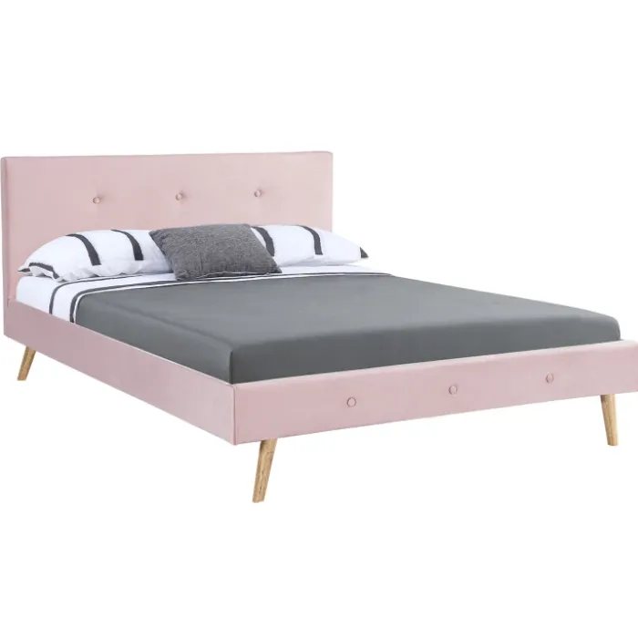 Lit style scandinave 140x190 cm rose