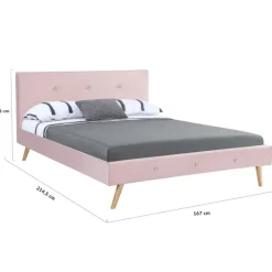 Lit style scandinave 140x190 cm rose