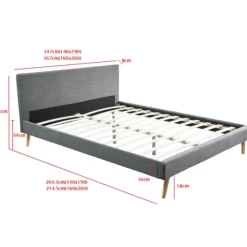 Lit style scandinave 160x200 cm gris