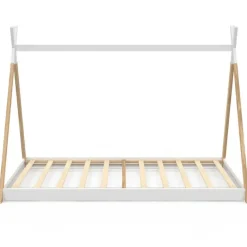 Lit tipi enfant sommier bois et blanc