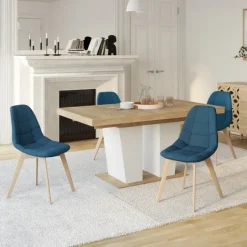 Lot 4 chaises scandinaves bleu canard