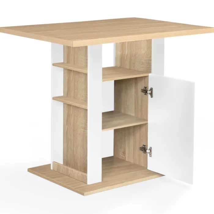 Îlot central bois blanc et imitation hêtre 110 cm
