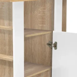 Îlot central bois blanc et imitation hêtre 110 cm