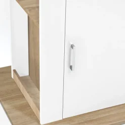 Îlot central bois blanc et imitation hêtre 110 cm