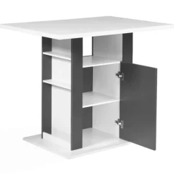 Îlot central bois blanc et gris 110 cm