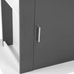 Îlot central bois blanc et gris 110 cm