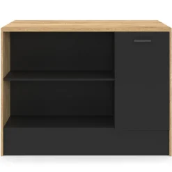 Îlot central bois et noir avec une grande capacité de rangement