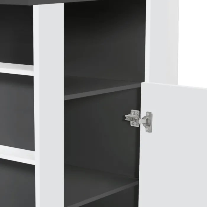 Îlot central cuisine bois gris et blanc 110 cm