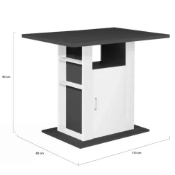 Îlot central cuisine bois gris et blanc 110 cm