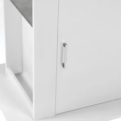 Îlot central cuisine plateau effet béton et bois blanc 110 cm