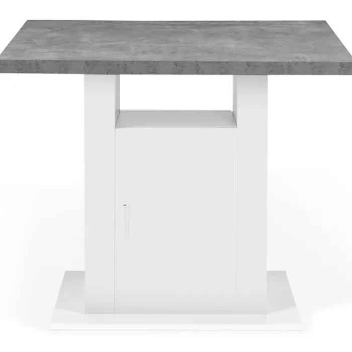 Îlot central cuisine plateau effet béton et bois blanc 110 cm