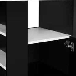 Îlot central effet marbre et bois noir 110 cm