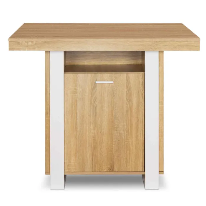 Îlot central industriel bois blanc et imitation hêtre 110 cm