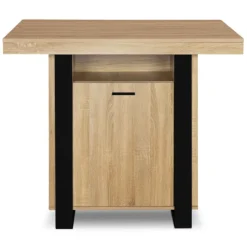 Îlot central industriel bois noir et imitation hêtre 110 cm