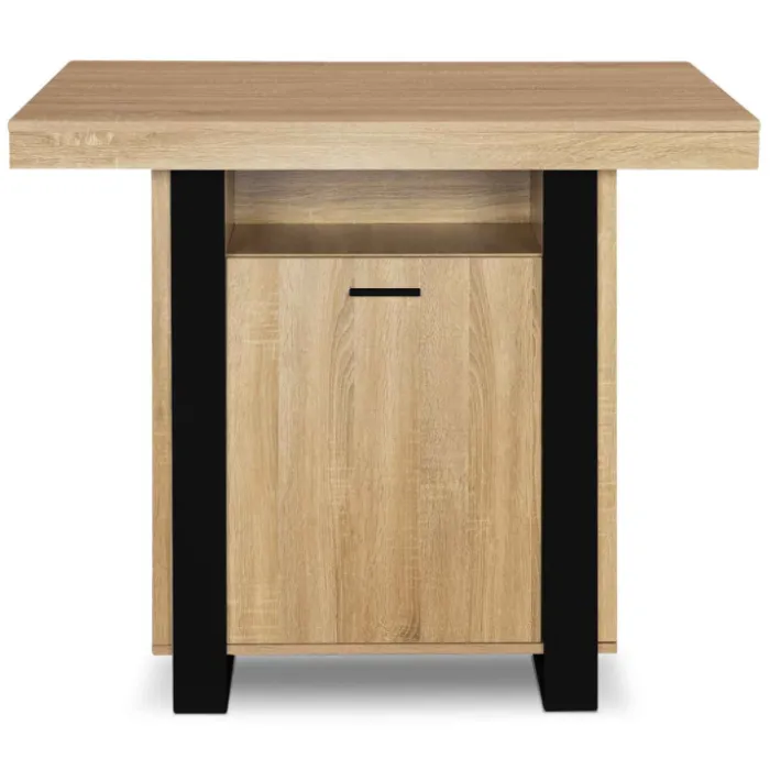 Îlot central industriel bois noir et imitation hêtre 110 cm