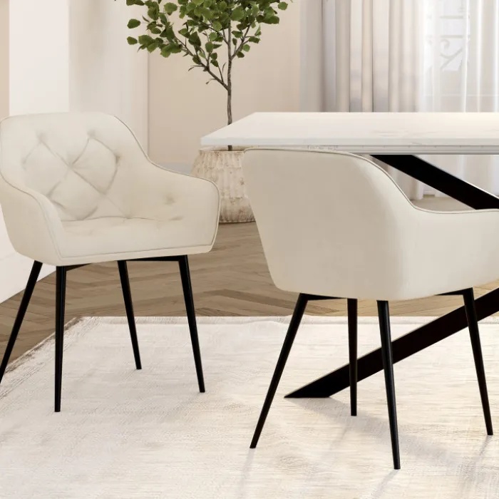 Lot chaises et fauteuils de table beige