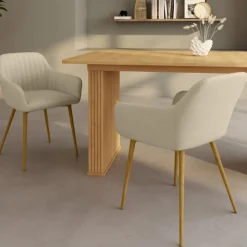 Lot chaises et fauteuils de table avec pied effet bois
