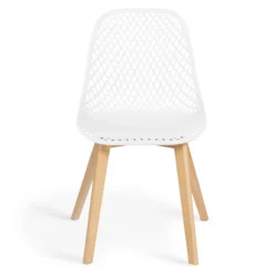 Lot de 4 chaises ajourées blanches design