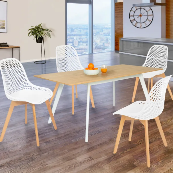Lot de 4 chaises ajourées blanches design