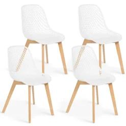 Lot de 4 chaises ajourées blanches design
