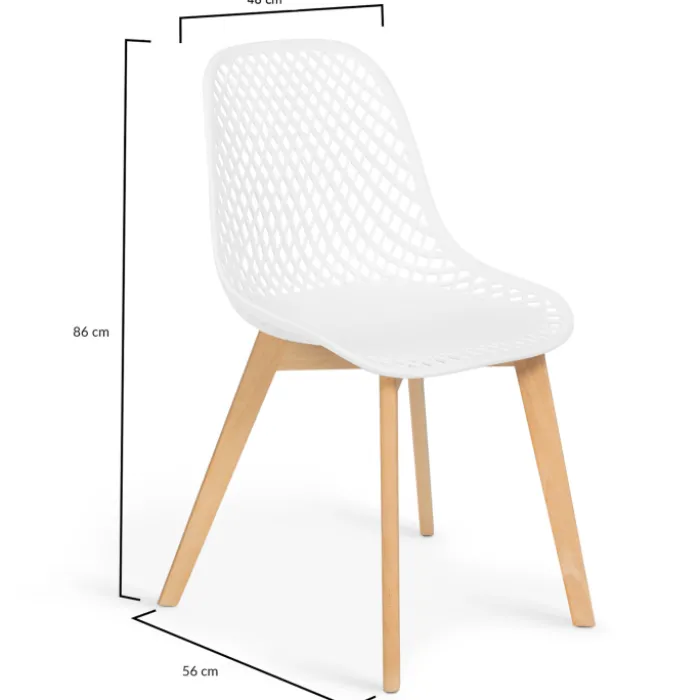 Lot de 4 chaises ajourées blanches design