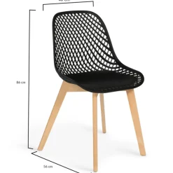 Lot de 4 chaises ajourées noires design