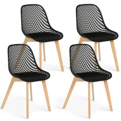 Lot de 4 chaises ajourées noires design