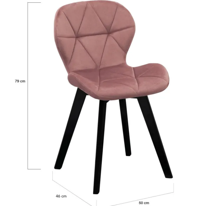 Lot de 4 chaises assises matelassées en velours bleu, gris et rose