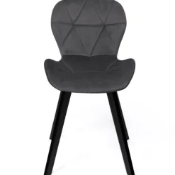 Lot de 4 chaises assises matelassées en velours bleu, gris et rose