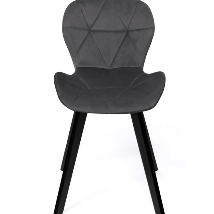 Lot de 4 chaises assises matelassées en velours bleu, gris et rose
