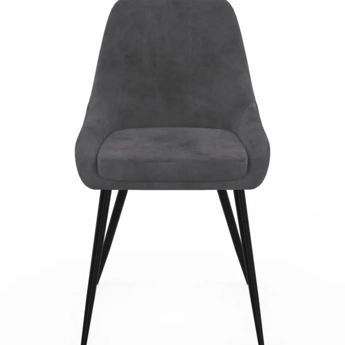 Lot de 6 chaises avec accoudoirs en velours gris foncé