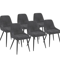 Lot de 6 chaises avec accoudoirs en velours gris foncé