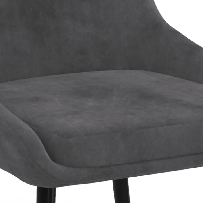 Lot de 6 chaises avec accoudoirs en velours gris foncé