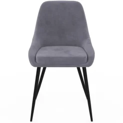 Lot de 4 chaises avec accoudoirs en velours gris clair