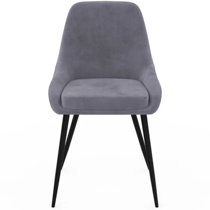 Lot de 4 chaises avec accoudoirs en velours gris clair