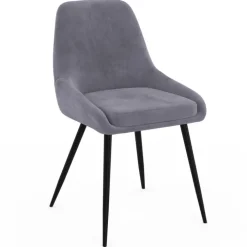 Lot de 4 chaises avec accoudoirs en velours gris clair