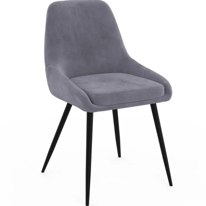 Lot de 4 chaises avec accoudoirs en velours gris clair
