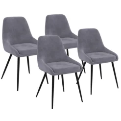 Lot de 4 chaises avec accoudoirs en velours gris clair