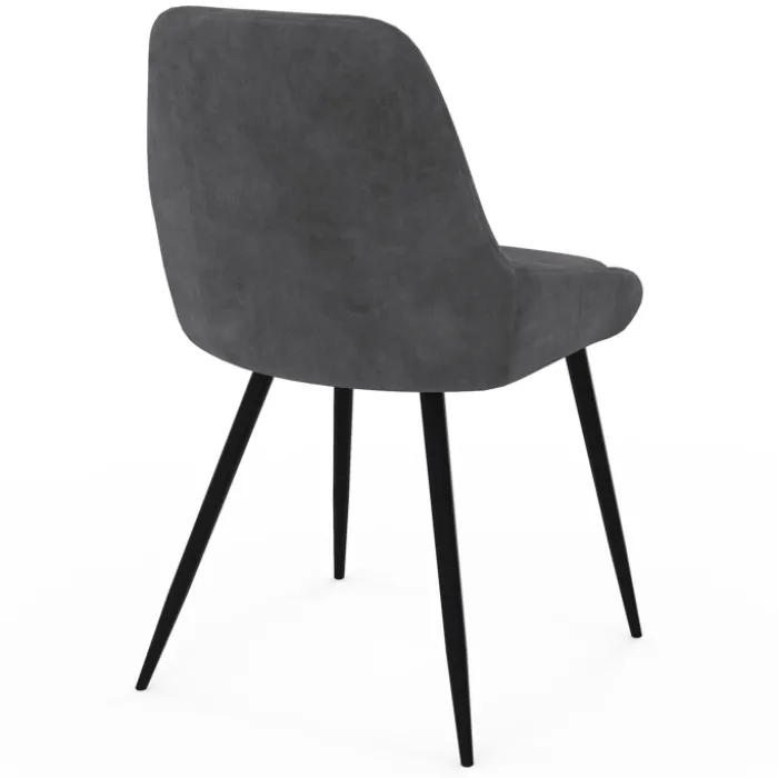 Lot de 4 chaises avec accoudoirs en velours gris foncé