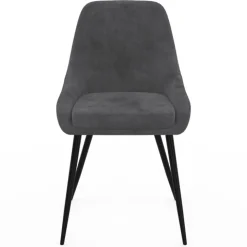 Lot de 4 chaises avec accoudoirs en velours gris foncé