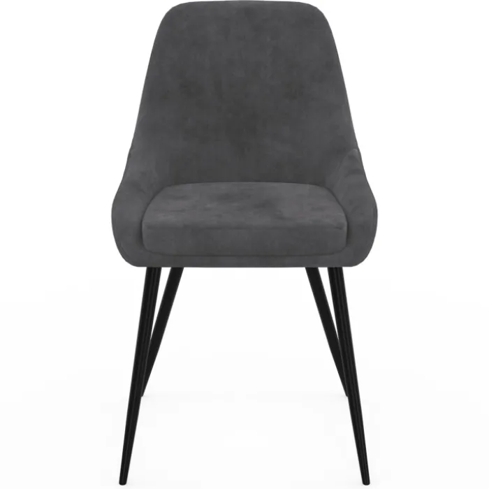 Lot de 4 chaises avec accoudoirs en velours gris foncé
