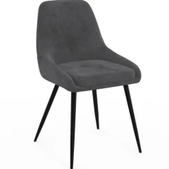 Lot de 4 chaises avec accoudoirs en velours gris foncé